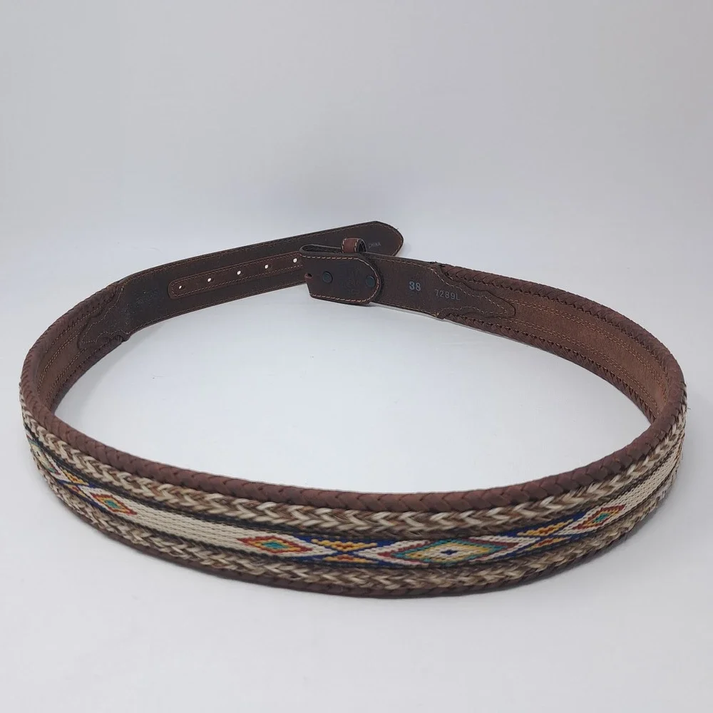 Tony Lama Men's 38 Badlands Brown Leather Western Belt Strap No Buckle 7289L